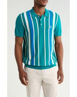 Original Penguin Stripe Cotton Polo Sweater - Blue