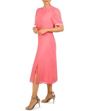Julia Jordan Puff Sleeve Fit & Flare Midi Dress - Pink