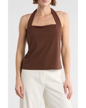 Halogen® Square Neck Halter Top - Brown