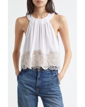 Ramy Brook Estella Embroidered Crop Tank - Blue
