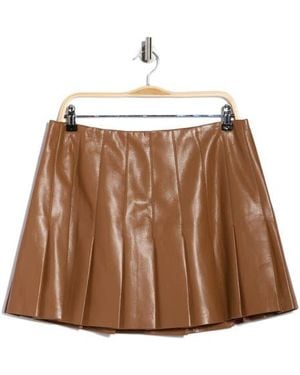 Alice + Olivia Carter Pleated Faux Leather Miniskirt - Brown