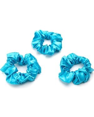 BLISSY 3-Pack Silk Scrunchies - Blue
