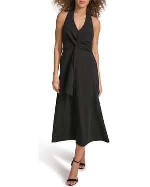Siena Jewelry Halter Midi Dress - Black
