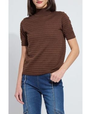 Lyssé Lottie Mock Neck Short Sleeve Sweater - Brown