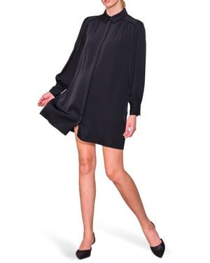 MELLODAY Long Sleeve Crepe Shirtdress - Black