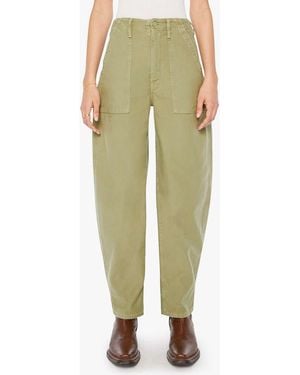 Mother The Fangirl Fatigue Barrel Leg Jeans - Green