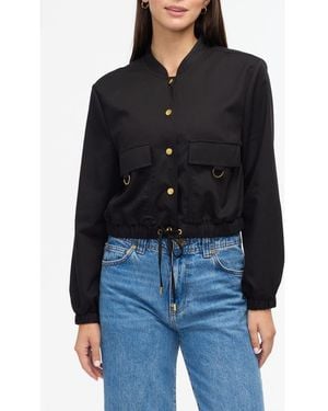 Ellen Tracy Cropped Bomber Jacket - Black