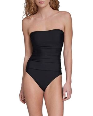 Calvin Klein Shirred Bandeau One-Piece Swimsuit - Blue