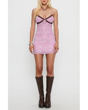 Princess Polly Moonpool Lace Trim Minidress - Pink