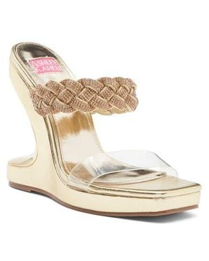 Ashley Kahen Melrose Cutout Wedge Rhinestone Sandal - White