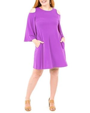 Nina Leonard Shoulder Cutout Dress - Purple