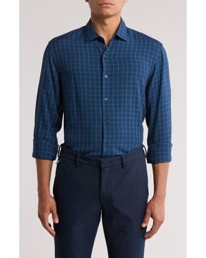 Robert Barakett Shorehouse Windowpane Plaid Button-Up Shirt - Blue