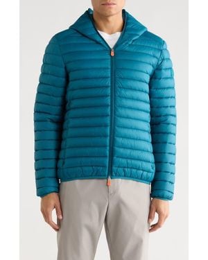 Save The Duck Luca Water Resistant Hooded Packable Puffer Jacket - Blue