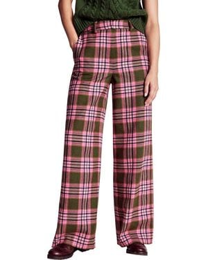 Boden Belgravia Plaid Wide Leg Pants - Red