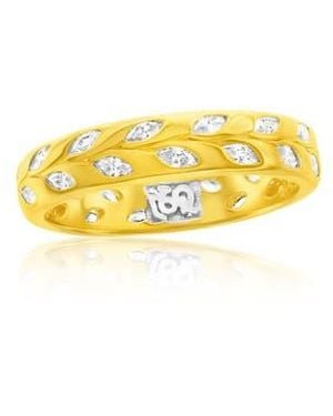 Suzy Levian Cubic Zirconia Leaf Band Ring - Yellow