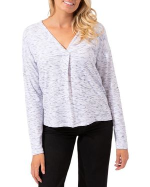 Threads For Thought Johanna Long Sleeve V-Neck Overlap Shirt - White