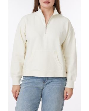 C&C California Janet Sunwashed Fleece Quarter Zip Sweatshirt - White