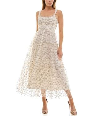 Socialite Dot Mesh Sleeveless Maxi Dress - Natural