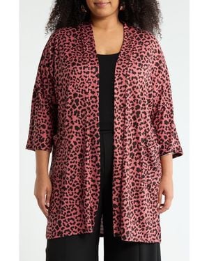 Forgotten Grace Three-Quarter Sleeve Duster - Red
