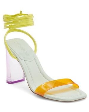 Steve Madden Elvy Ankle Wrap Block Heel Sandal - Yellow