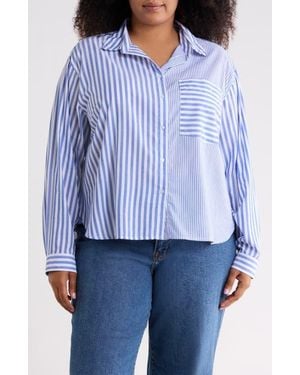 Beach Lunch Lounge Long Sleeve Button Front Shirt - Blue