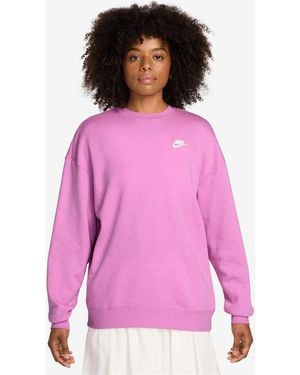 Nike Club Fleece Loose Fit Crewneck Sweatshirt - Pink