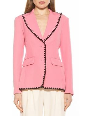 Alexia Admor Contrast Embroidered Tailored Blazer - Pink