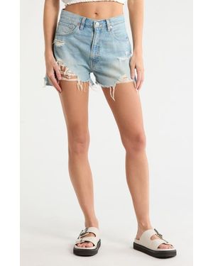 Denimist Nic High Waist Cutoff Denim Shorts - Blue