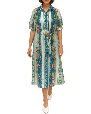 CELINA MOON Sabine Short Sleeve Shirtdress - Green