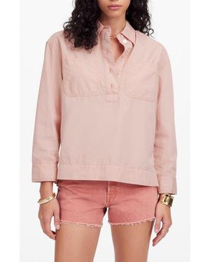 Madewell Garment Dye Denim Popover Shirt - Red