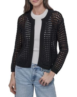 DKNY Open Stitch Cotton Cardigan - Black