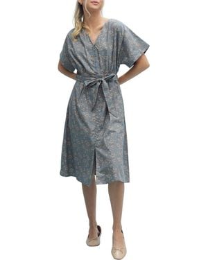 Wishlist Floral Cotton Midi Dress - Blue