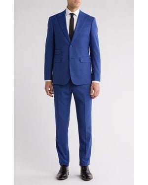 English Laundry Plaid Stretch Mélange Suit - Blue