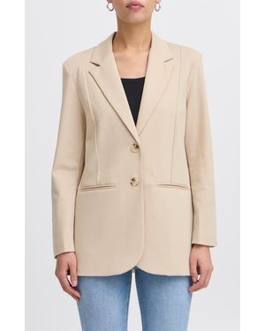 Ichi Oversize Notch Lapel Blazer - Natural
