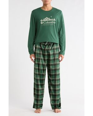 Columbia Long Sleeve T-Shirt & Pants Pajamas - Green