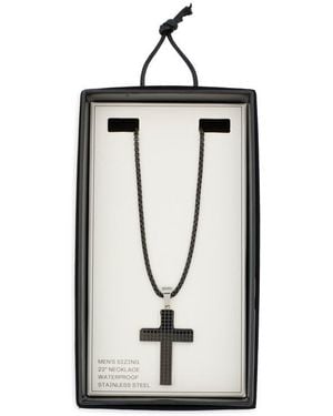 Nordstrom Rack Two-Tone Stainless Steel Cross Pendant Necklace - Black
