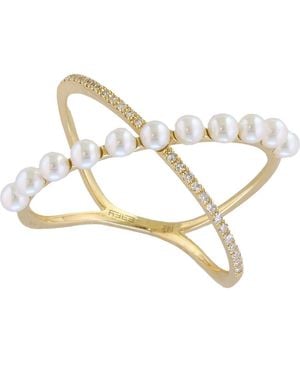 Effy Diamond & Freshwater Pearl Ring - Metallic