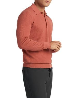 Goodlife Mini Waffle Long Sleeve Polo - Red