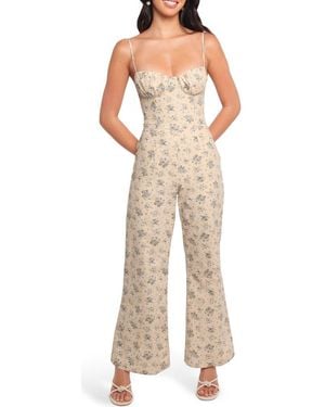 Petal & Pup Lemie Corset Sleeveless Wide Leg Jumpsuit - Natural