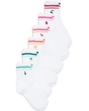 90 Degrees Assorted 6-Pack Color Stripe Half Crew Socks - White
