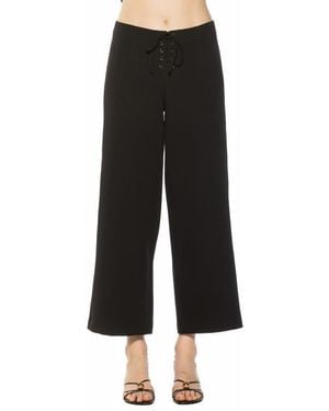 Alexia Admor Lucia Lace-Up Wide Leg Pants - Black