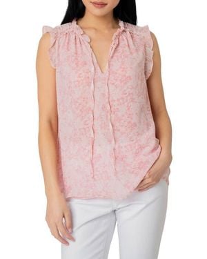 Gibsonlook Ruffle Tie Neck Sleeveless Blouse - Pink