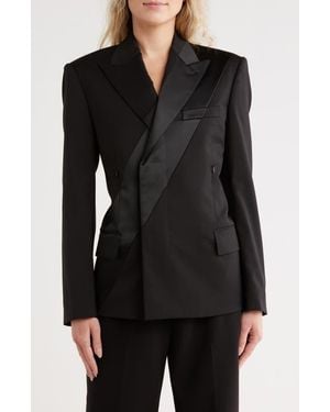 Helmut Lang Tux Satin Stripe Blazer - Black