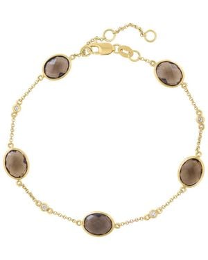 Effy Smoky Quartz & Diamond Station Chain Bracelet - Metallic