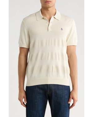 Original Penguin Honeycomb Textured Cotton Polo - Natural