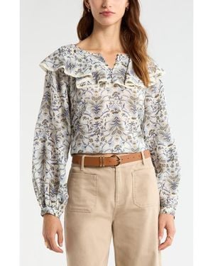 Treasure & Bond Ruffle Collar Top - Gray