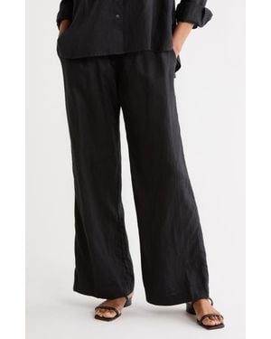 James Perse Linen Wide Leg Pants - Black