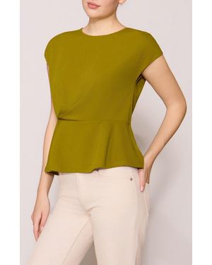 MELLODAY Side Ruched Crepe Top - Green