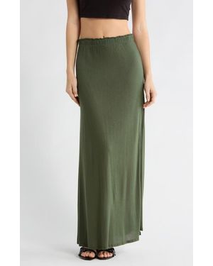Go Couture Ruffle Slit Maxi Skirt - Green