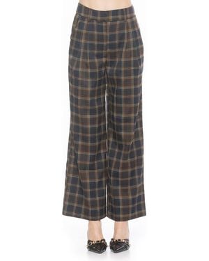 Alexia Admor Plaid Wide Leg Pants - Gray